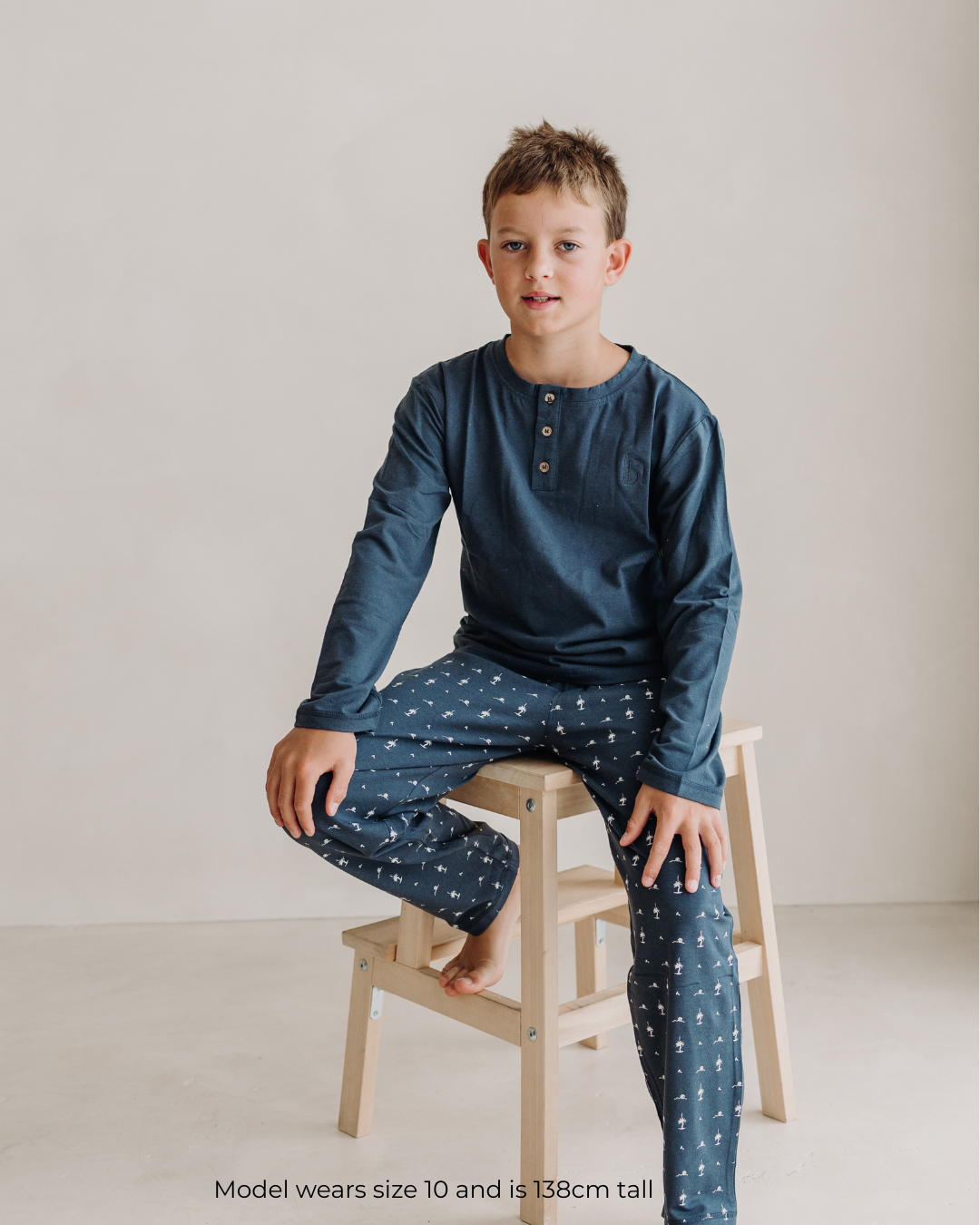 Boys organic cotton pants and long tee pyjama set