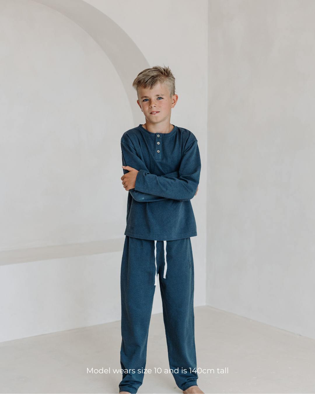 Boys organic cotton pant and long tee pyjama set