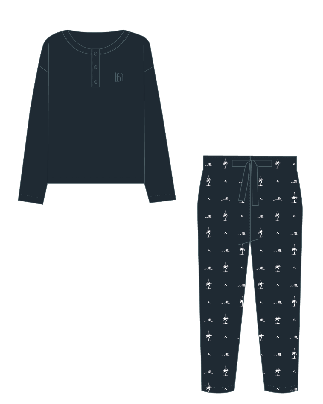 Boys organic cotton pants and long tee pyjama set