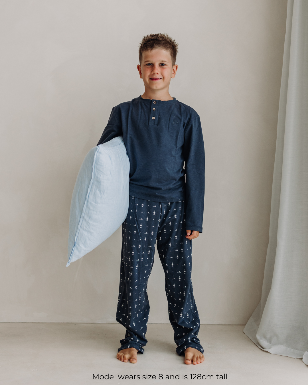 Boys organic cotton pants and long tee pyjama set