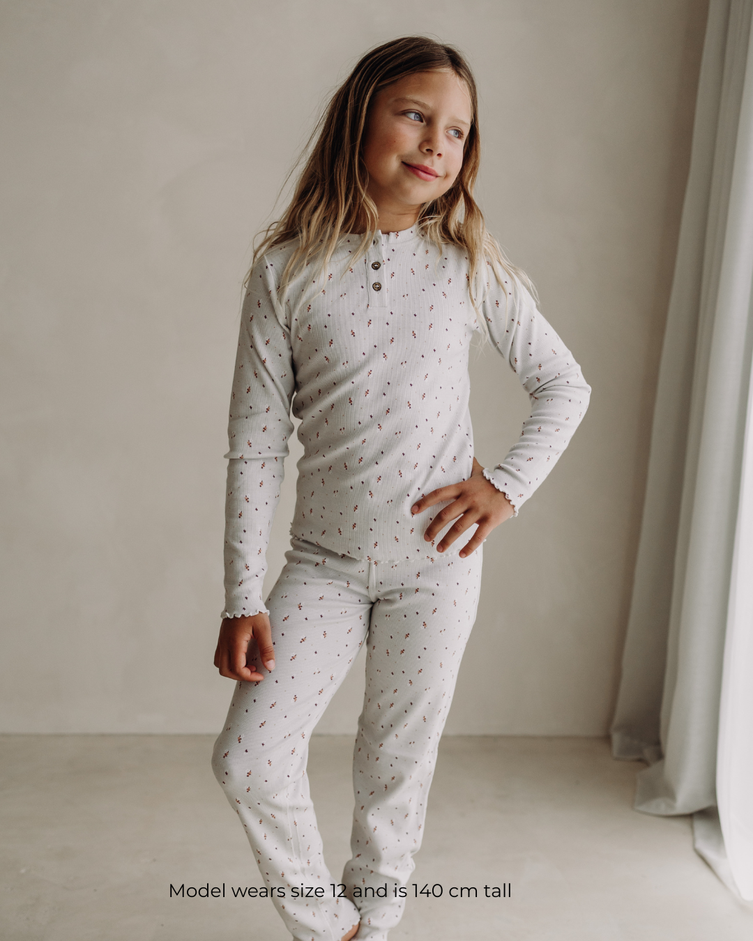 Girls grey organic cotton pants and long tee set