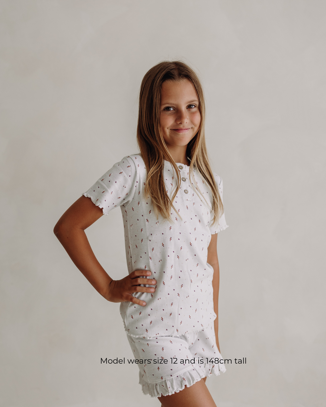 Girls grey organic sleepwear shorts set