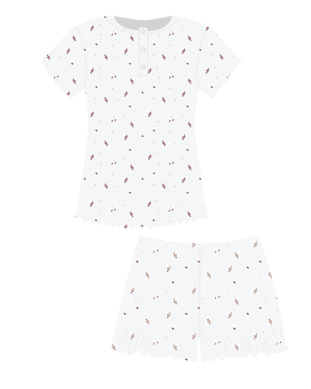Girls grey organic sleepwear shorts set
