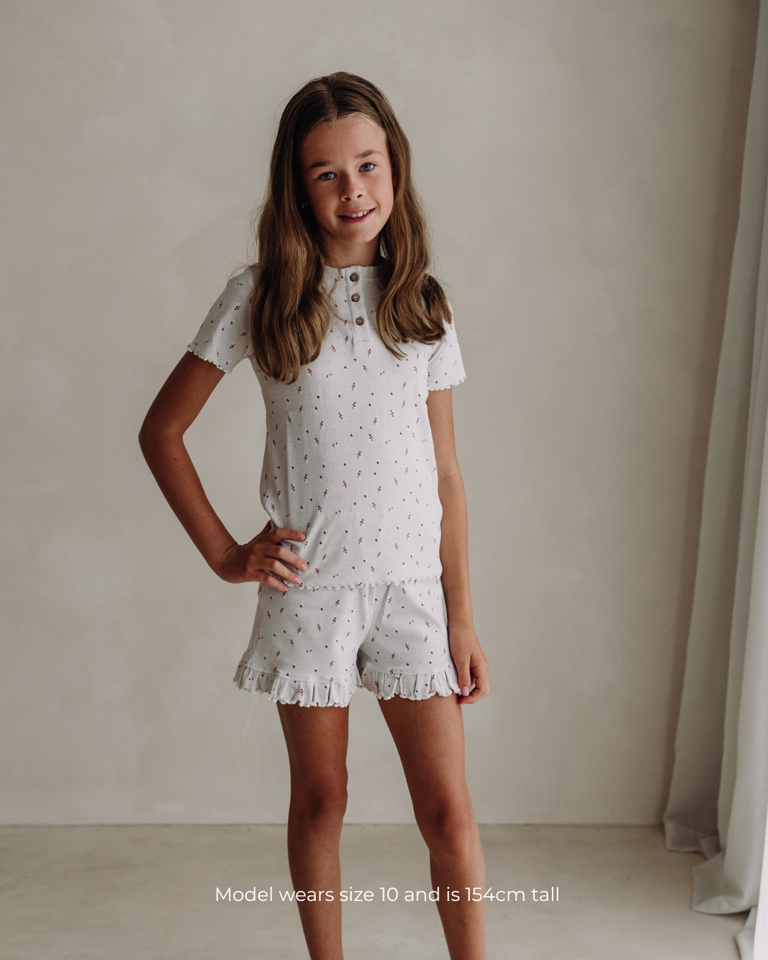 Girls grey organic sleepwear shorts set