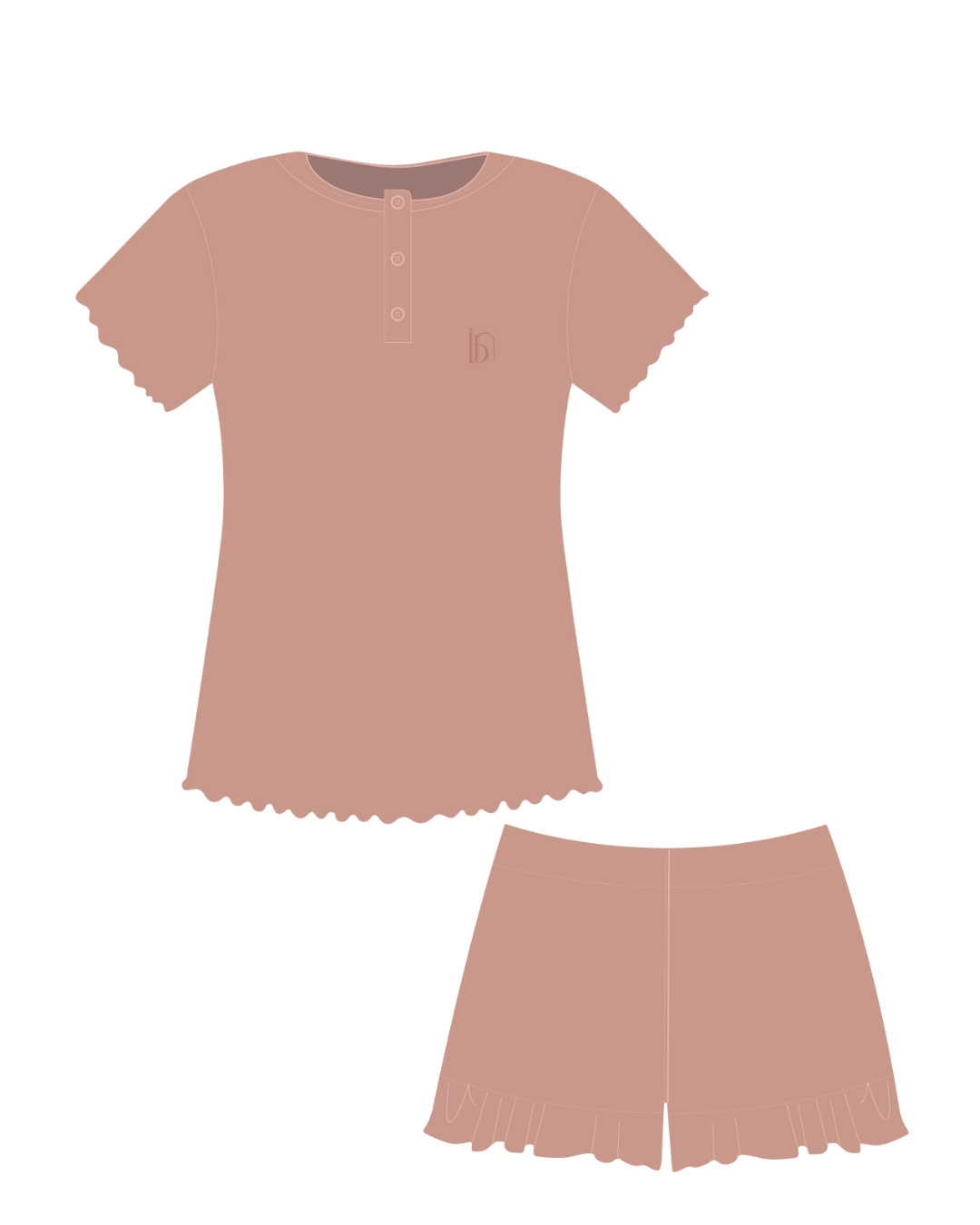 Girls organic shorts and tee pyjama set