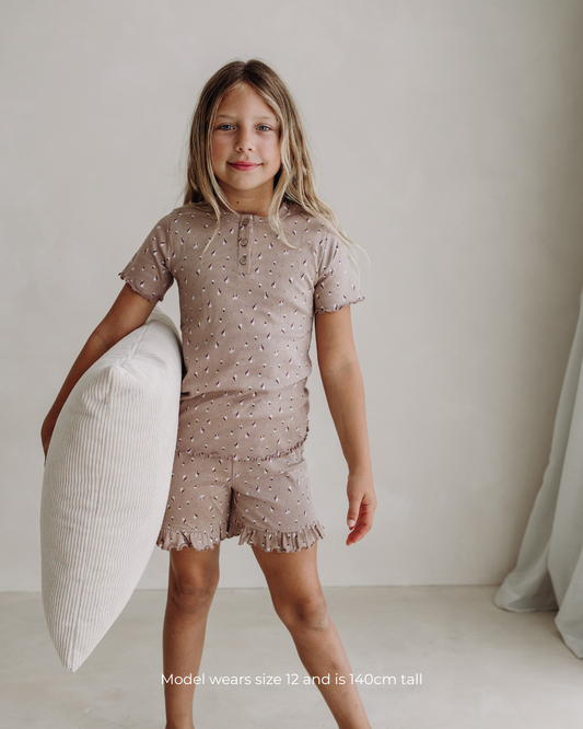 Girls organic cotton pyjama set in teddy print