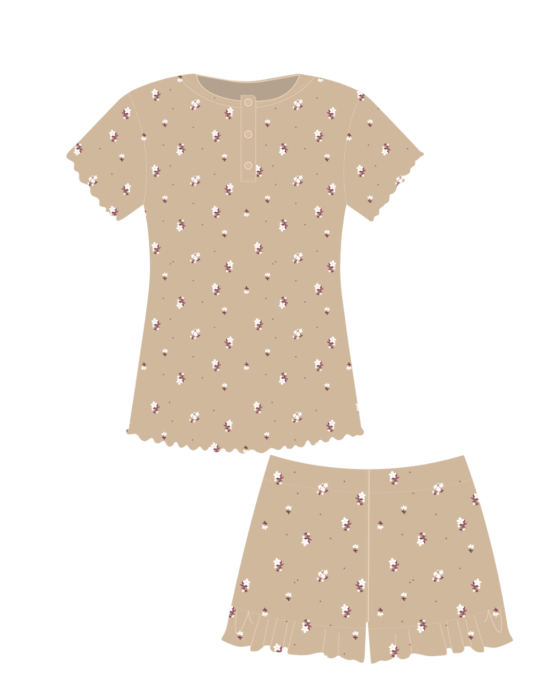 Girls organic cotton pyjama set in teddy print